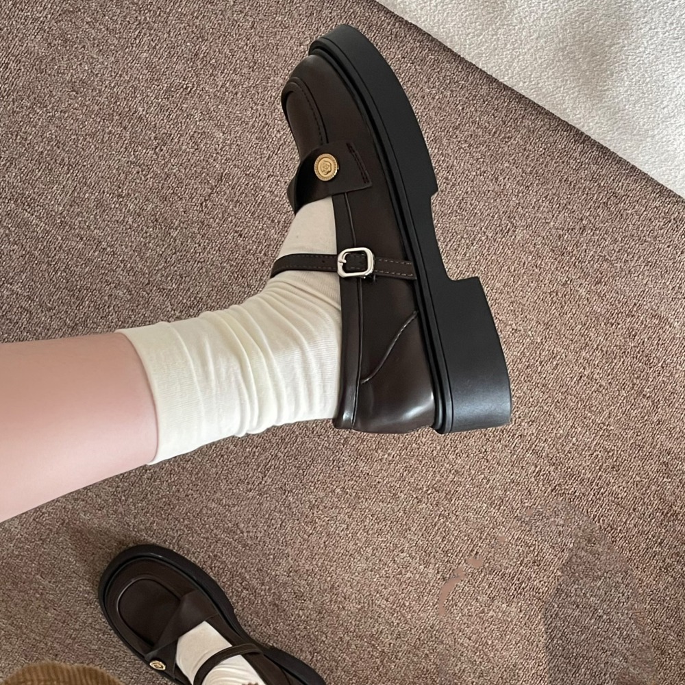 學院風綁帶瑪麗珍鞋-咖啡色/尺碼23.5(版型偏小) (瑪莉珍/皮鞋/牛津鞋/娃娃鞋/樂福鞋)-細節圖4