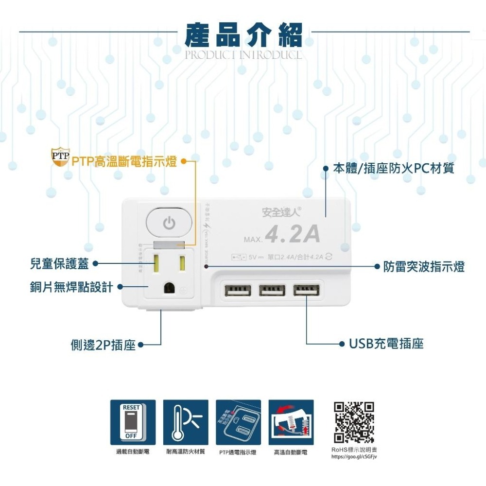 🚚原廠授權經銷商，現貨附發票🏪 R-82LC快充版 壁插 分接器 插座 延長線 安全裝置 安全開關 自動斷電 快充-細節圖3