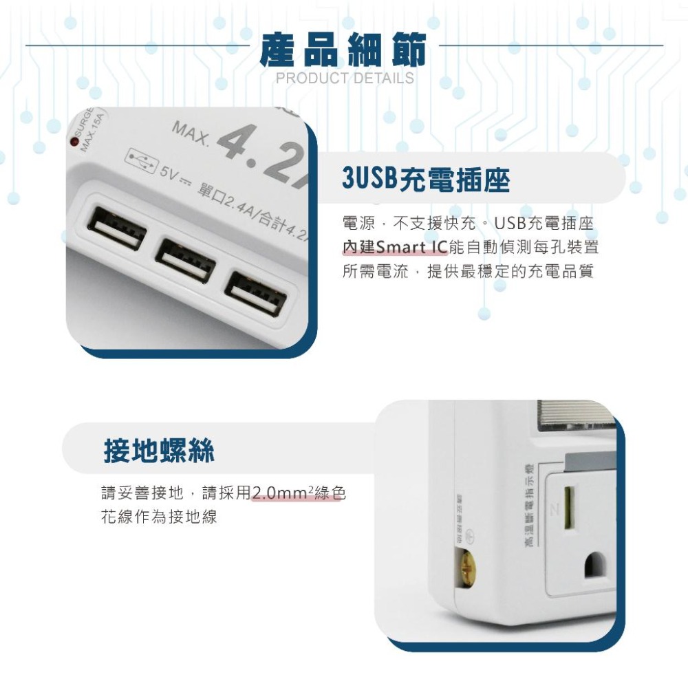 🚚原廠授權經銷商，現貨附發票🏪 R62LC快充版 壁插 分接器 多口壁插 插座 延長線 安全裝置 安全開關 自動斷電-細節圖6