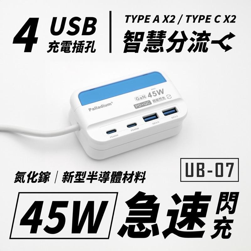 【原廠授權經銷商，現貨附發票】UB-07閃充版45W typeC USB 插座 延長線 快充延長線 旅行快充 220V-細節圖3