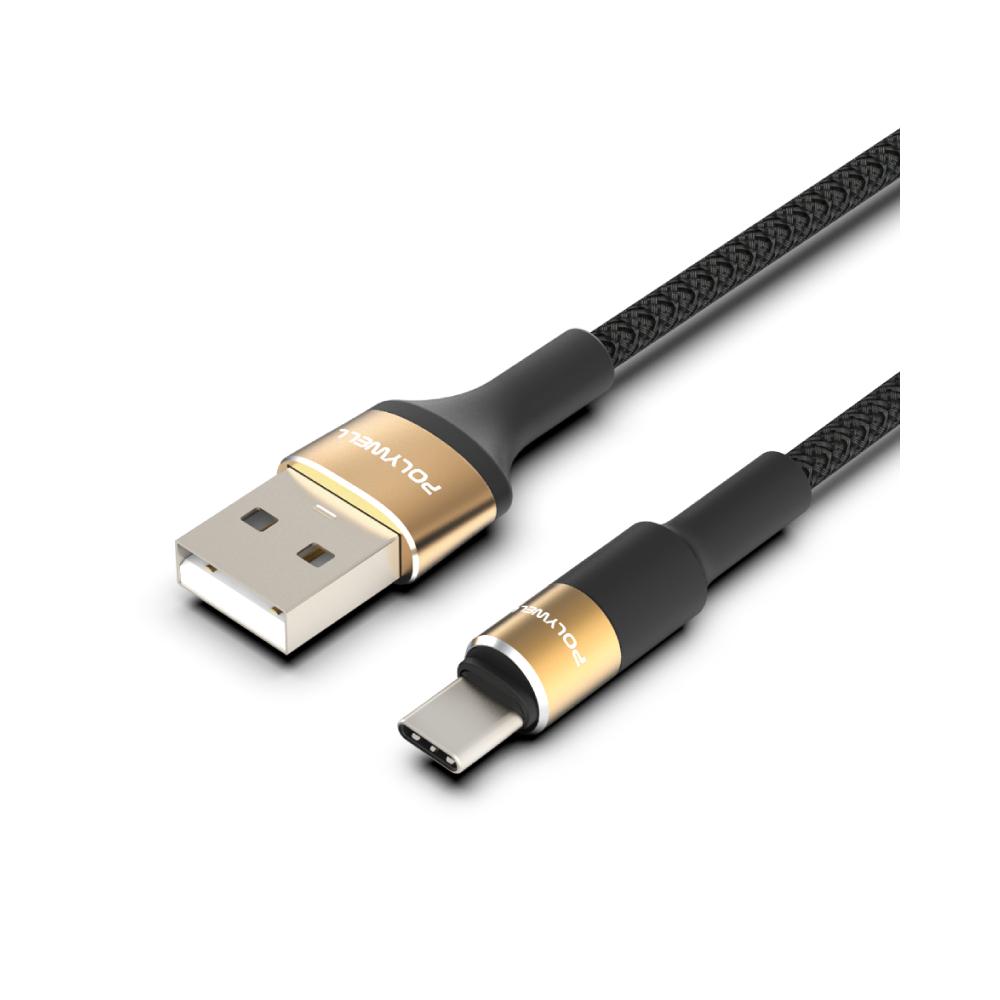 【POLYWELL】3A編織充電線 USB To Type-C 圓型鋁合金 快充線 數據線 傳輸線-細節圖8