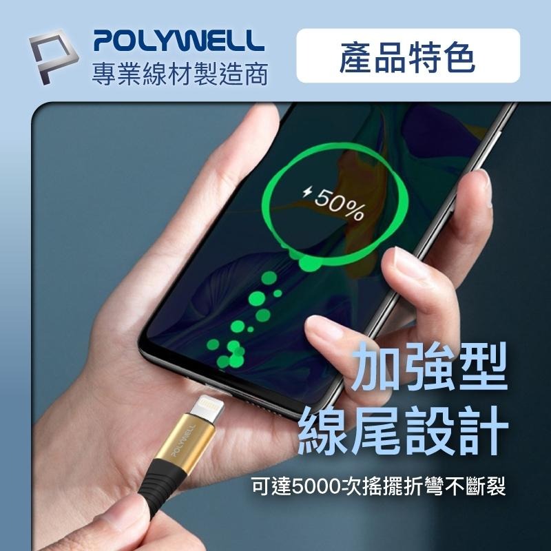 【POLYWELL】蘋果PD快充編織線Type-C Lightning 充電線 快充線 數據線【C1-00407】-細節圖16