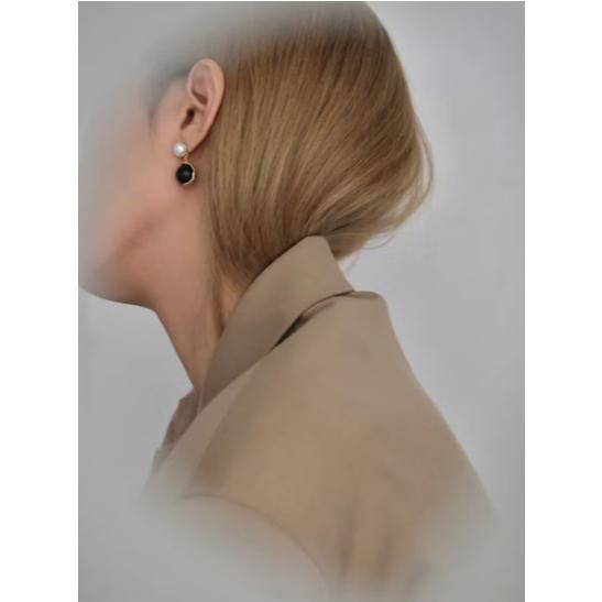 【lapela】💎 時來運轉黑瑪瑙珍珠耳環 S925銀飾 飾品 天然淡水珍珠 情人節禮物-細節圖3