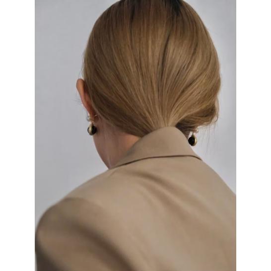 【lapela】💎 時來運轉黑瑪瑙珍珠耳環 S925銀飾 飾品 天然淡水珍珠 情人節禮物-細節圖4