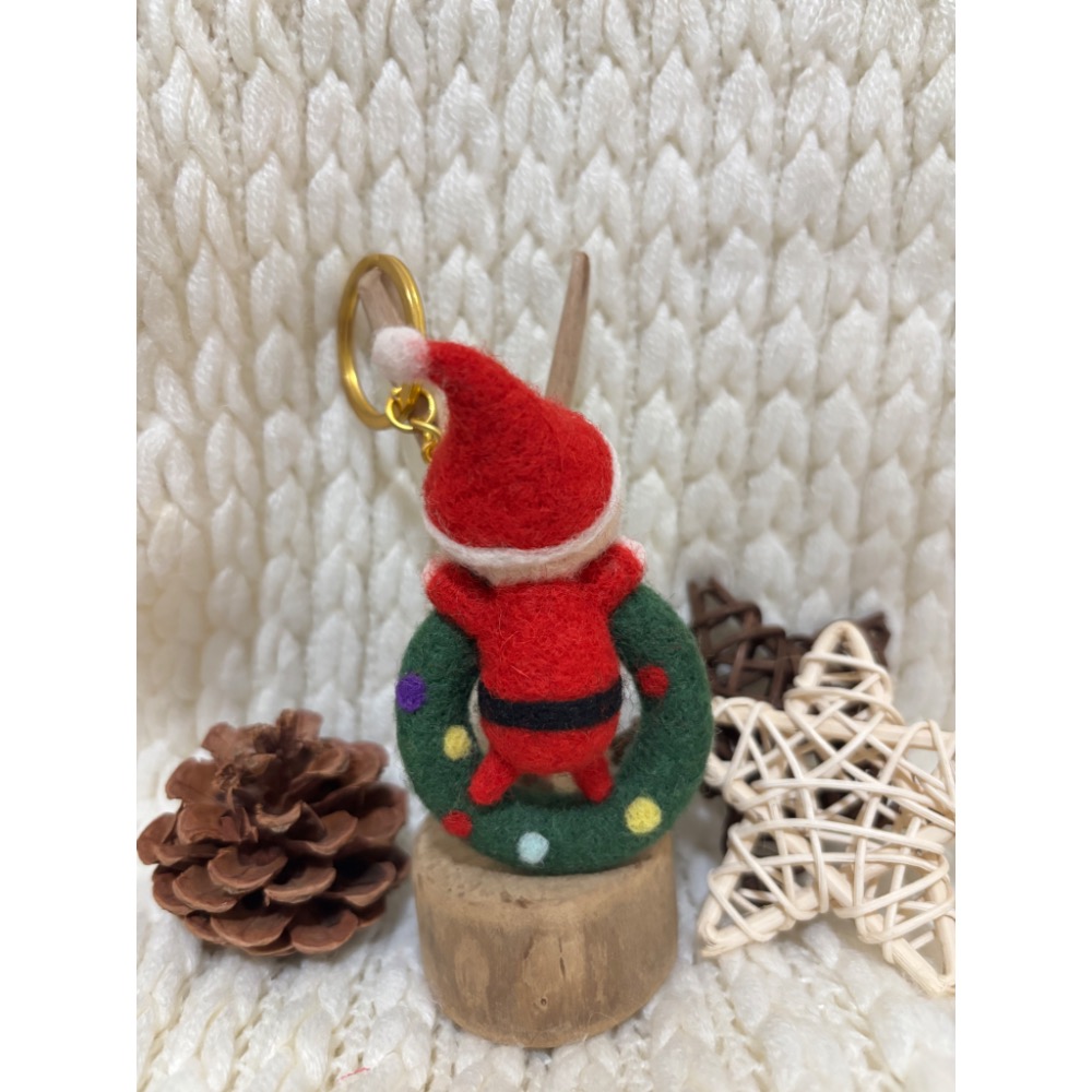 手作羊毛氈鑰匙圈—聖誕老公公-細節圖2