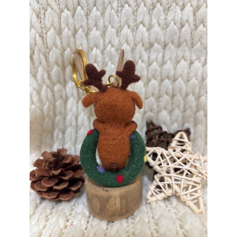 手作羊毛氈鑰匙圈—聖誕麋鹿-細節圖2