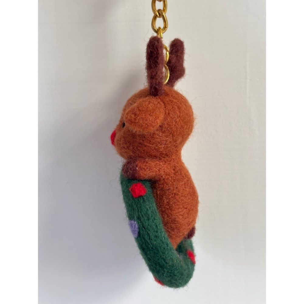 手作羊毛氈鑰匙圈—聖誕麋鹿-細節圖4