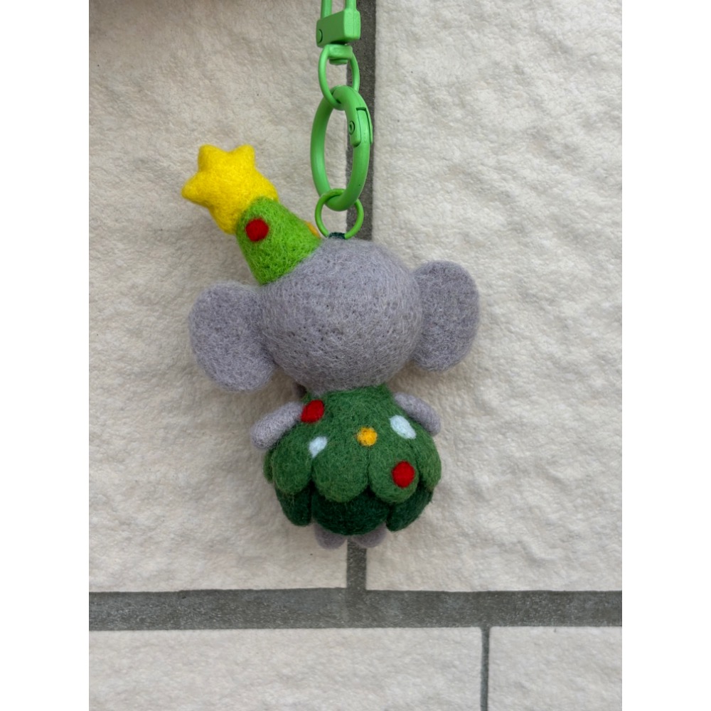 手作羊毛氈鑰匙圈—聖誕樹小象-細節圖4