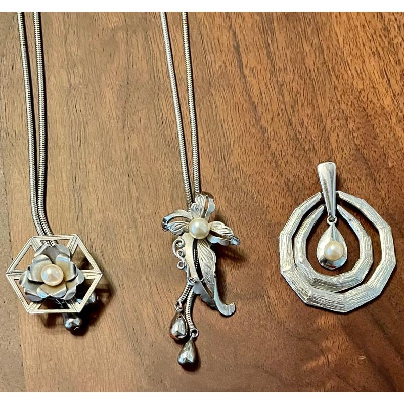 日本真珠長項鍊可調節鍊2⃣️條珍珠花飾可調高低3⃣️竹節步步高升墜子-細節圖2