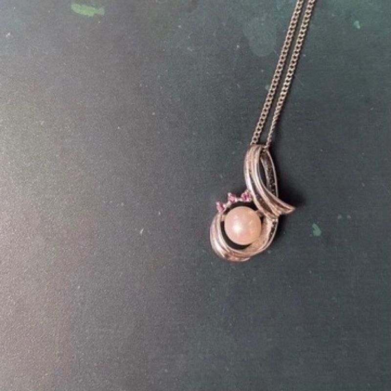 賠本出售1⃣️日本進口阿古屋海水真珠珍珠鑲紅寶石項鍊有sterling-細節圖2