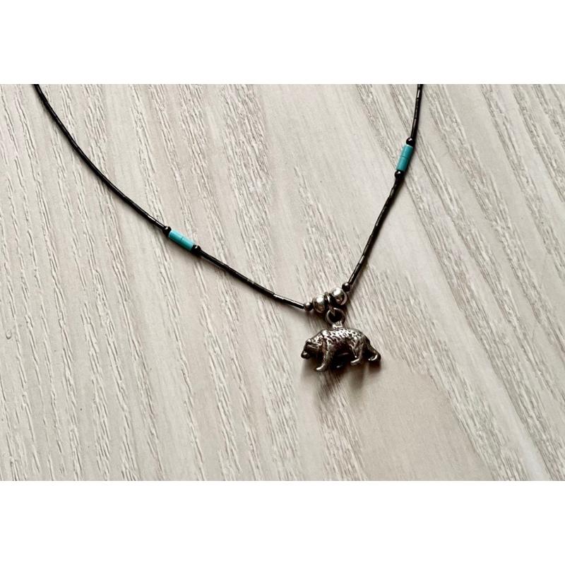 項鍊純銀 綠松石 項鍊 土耳其石 阿拉斯加 原住民印地安人 手作 北極熊🐻‍❄️孤品 絕版 個性風格飾品-細節圖5