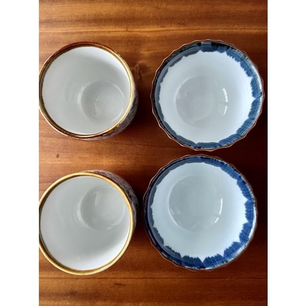 日本 昭和 年代 有田燒 刷毛 工藝 茶杯 手繪 品茗 杯子 功夫杯工夫茶 主人杯 一組兩個共兩組-細節圖5