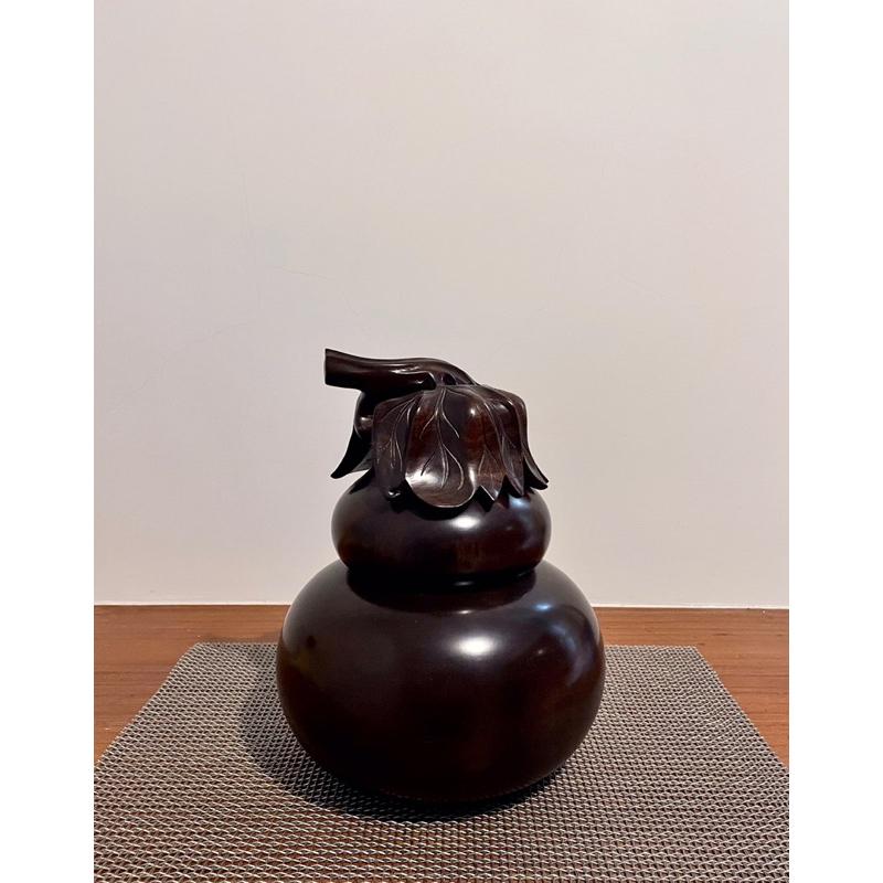 國寶級紫檀聚寶盆葫蘆作品已30年 高27cmx腹圍68公分 絕版大尺寸 密度高，比重是木質最重，堅硬無比-細節圖2