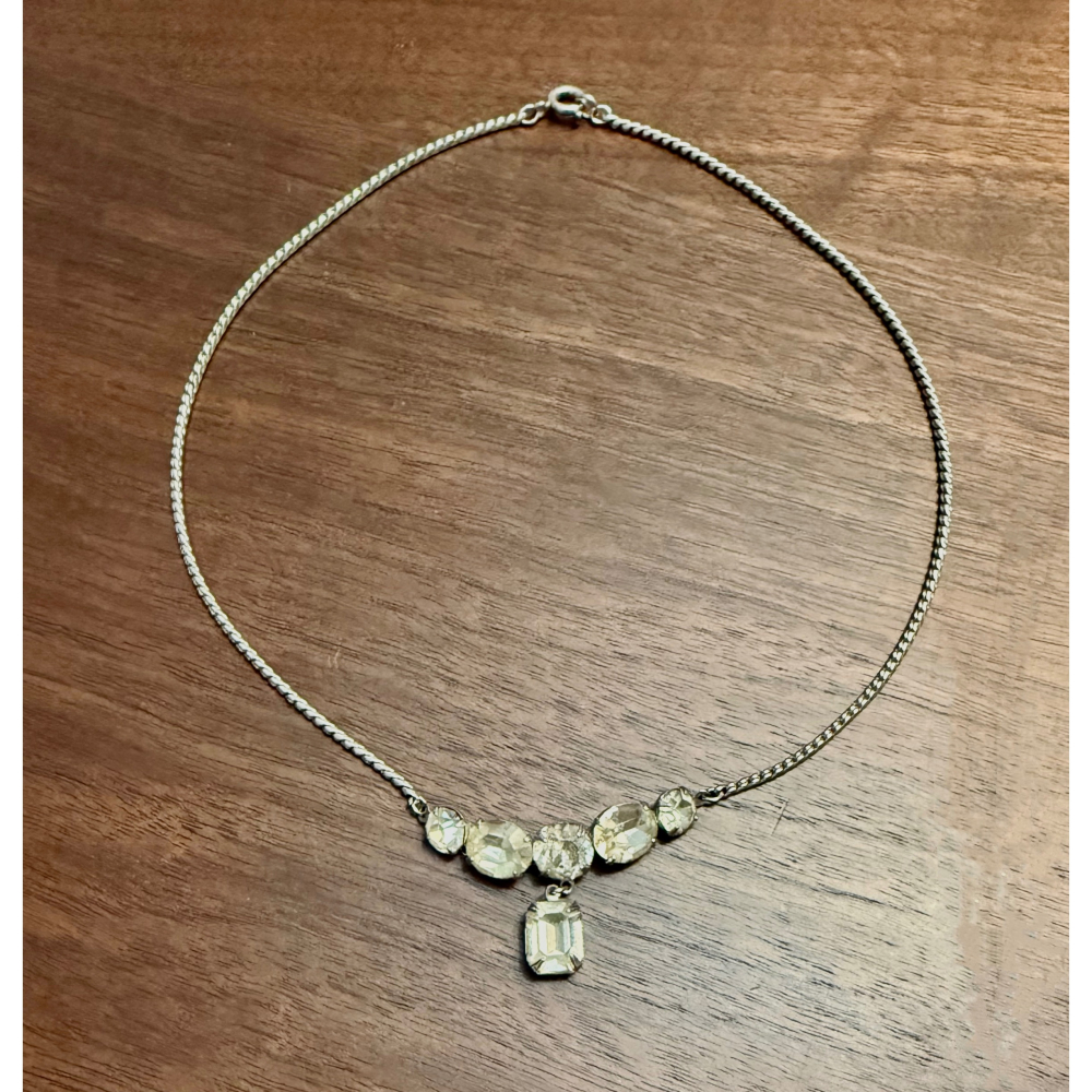 ✨Thistle Vintage✨在匆匆流逝的歲月裡，有些美好被精心封存✨古著水晶鎖骨鏈✨穿越時復古懷舊-細節圖4