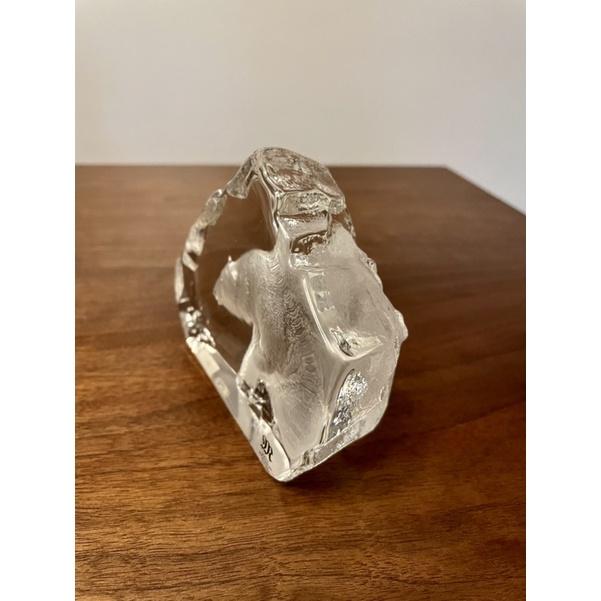 全新未使用北歐 手工 熊 北極熊 瑞典 Mats Jonasson 雕刻水晶原包裝帶原盒原說明書-細節圖3