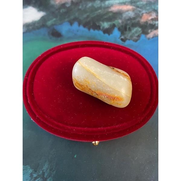 1⃣️純正真新疆和闐玉和田玉有綹裂 有瑕疵 適合做標本盤玩把玩案頭 帶皮有毛細孔2⃣️銀琺瑯燒景泰藍墜頭-細節圖5