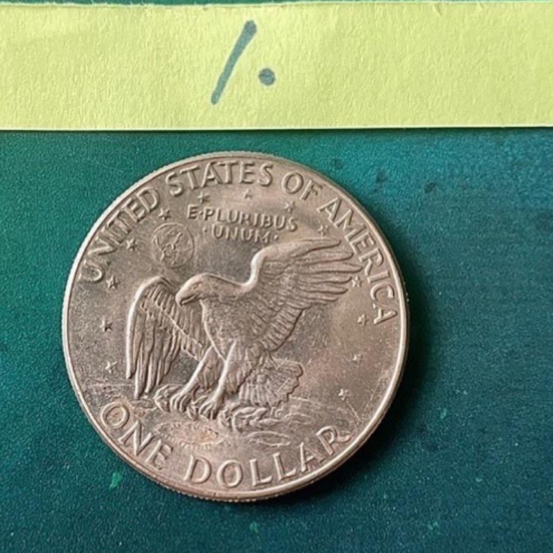 鷹洋美元錢幣1⃣️1971年艾森豪總統頭像背面鷹揚老鷹展翅鷹舊美元1元2⃣️美國1974年大型1美元妖鎳艾森豪國鳥白頭雕-細節圖7