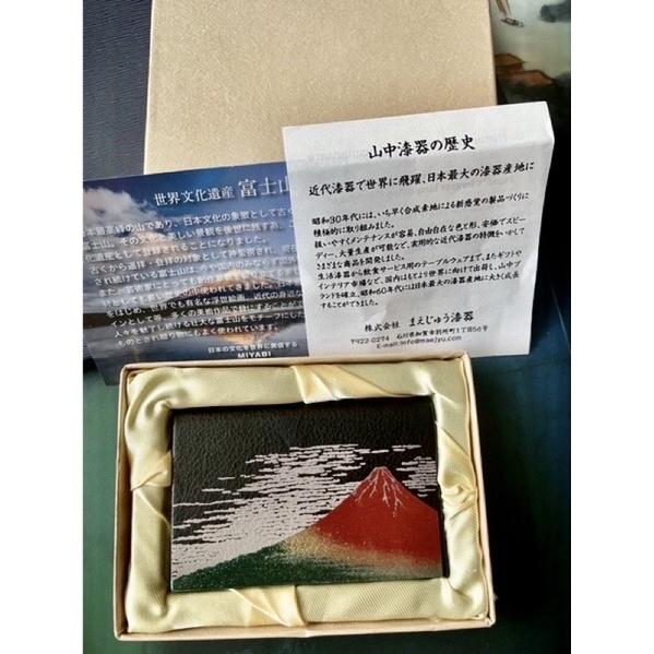日本職人手做全新未使用真皮1⃣️名片夾山中漆器加賀特產葛飾北齋凱風快晴2⃣️短皮夾短夾革包司博庵HIROAN TOKIO-細節圖4