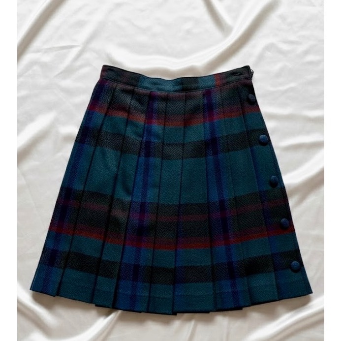 1⃣️義大利製遠企LOVE SEX MONEY氣質復古高領全鏤空蕾絲刺繡玫瑰襯衫2⃣️ 100%純羊毛台灣手工蘇格蘭裙子-規格圖11