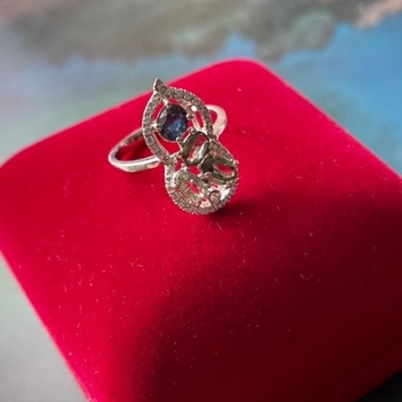 橄欖石八月誕生石生日石1⃣️目測約五克拉墜子 2⃣️海藍寶葫蘆戒指3⃣️藍寶石葫蘆戒指4⃣️粉碧璽（低K白金）-細節圖3