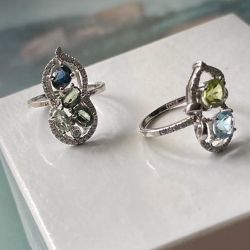 橄欖石八月誕生石生日石1⃣️目測約五克拉墜子 2⃣️海藍寶葫蘆戒指3⃣️藍寶石葫蘆戒指4⃣️粉碧璽（低K白金）-細節圖5