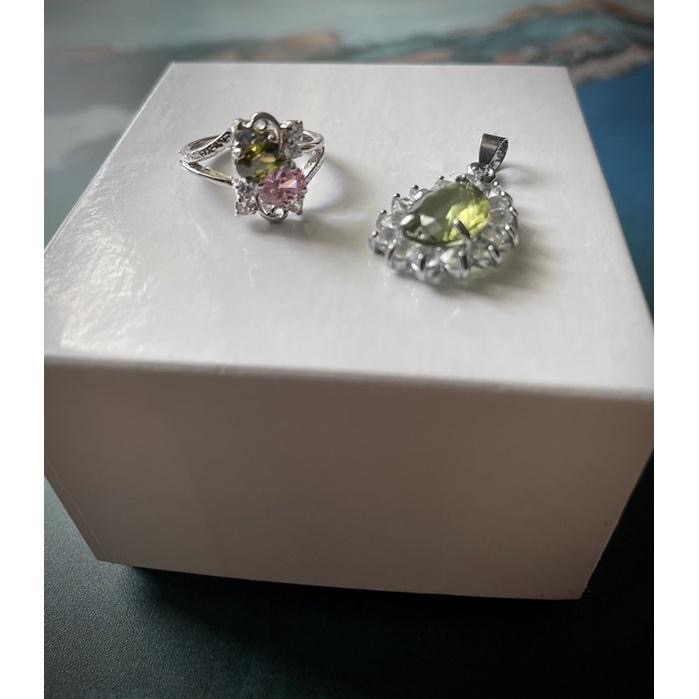 橄欖石八月誕生石生日石1⃣️目測約五克拉墜子 2⃣️海藍寶葫蘆戒指3⃣️藍寶石葫蘆戒指4⃣️粉碧璽（低K白金）-細節圖8