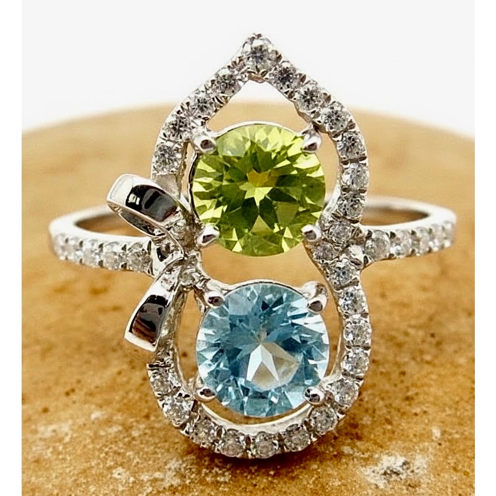 橄欖石八月誕生石生日石1⃣️目測約五克拉墜子 2⃣️海藍寶葫蘆戒指3⃣️藍寶石葫蘆戒指4⃣️粉碧璽（低K白金）-細節圖10