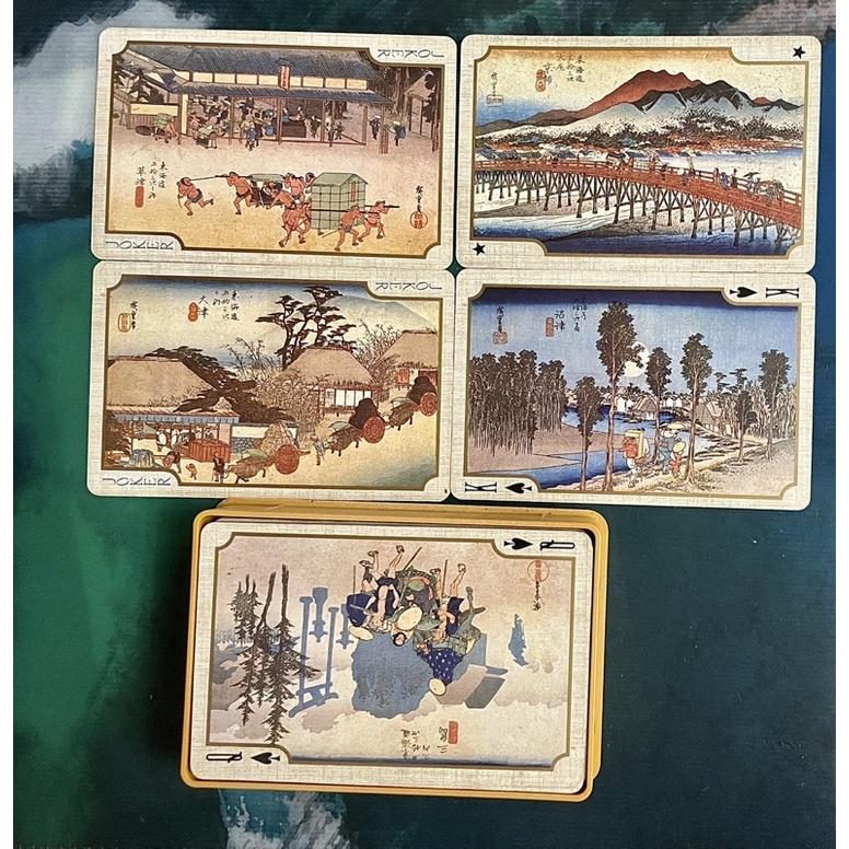 絕版未使用撲克牌♥️孤品一套日本昭和年代製made in Japan 浮世繪大師歌川廣重作東海道五十三次-細節圖2