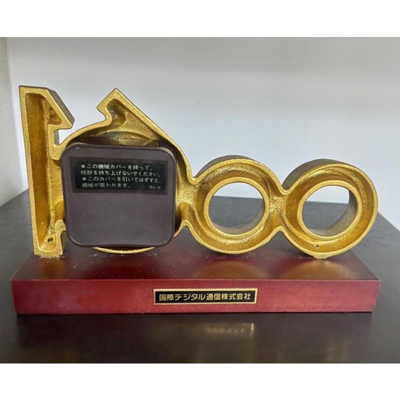 1980年代日本製0061 國際電話黃銅古銅座鐘 已換電池沈重高質感-細節圖2