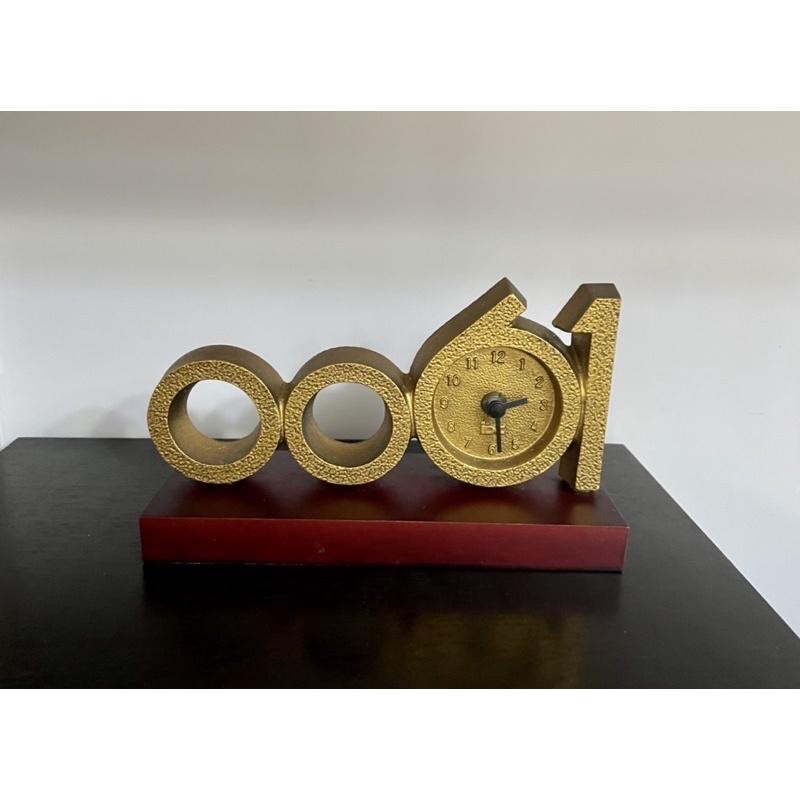 1980年代日本製0061 國際電話黃銅古銅座鐘 已換電池沈重高質感-細節圖3