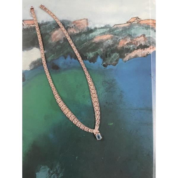 Thistle Vintage-1980年代海藍寶軟蛇鍊鎖骨鍊項鍊有Italy標義大利制純手工編織工法只有義大利能做-細節圖4