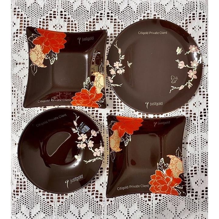 鎮金店全新justgold美好時光花開富貴金箔方盤 缽花旗銀行頂級私人銀行燙金citigold private-細節圖4
