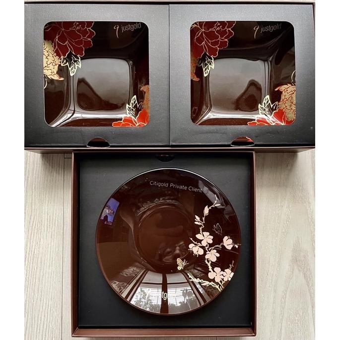 鎮金店全新justgold美好時光花開富貴金箔方盤 缽花旗銀行頂級私人銀行燙金citigold private-細節圖5