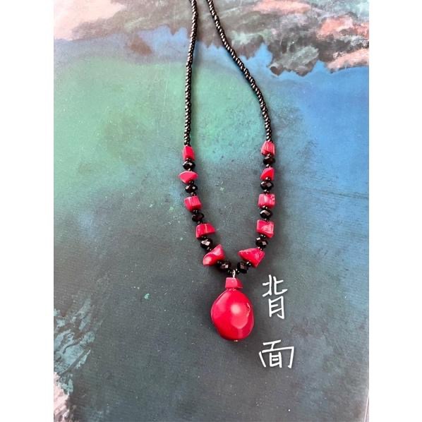 1⃣️ 淨瓶觀音項鍊 長鍊可脫下單獨配其它墜子 2⃣️日本製民族風格紅海竹（仿珊瑚）黑瑪瑙項鍊在京都北野天滿宮外購入-細節圖2