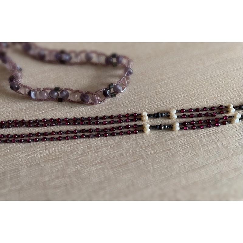 紫水晶項鍊水晶天然無核野生珍珠老銀 銀 吉普賽風民族風毛衣鏈長項鍊｛Thistle Vintage}-細節圖5