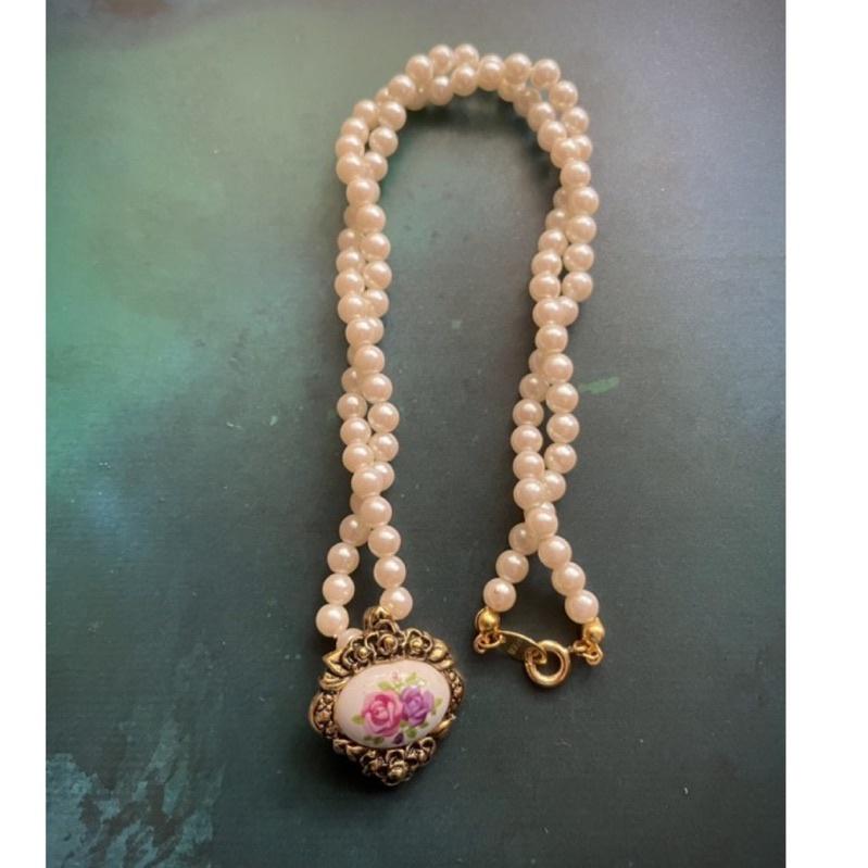Thistle Vintage Avon 雙刻印雙標記可拆卸兩用珍珠小花古典雅致項鍊#復古流行 #懷舊風格 品項完好如初-細節圖2