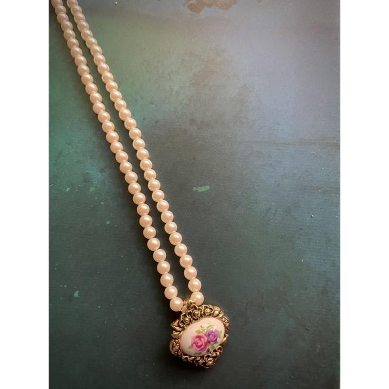 Thistle Vintage Avon 雙刻印雙標記可拆卸兩用珍珠小花古典雅致項鍊#復古流行 #懷舊風格 品項完好如初-細節圖3