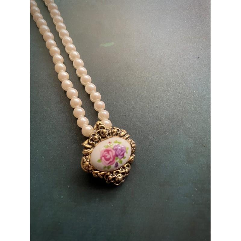 Thistle Vintage Avon 雙刻印雙標記可拆卸兩用珍珠小花古典雅致項鍊#復古流行 #懷舊風格 品項完好如初-細節圖4