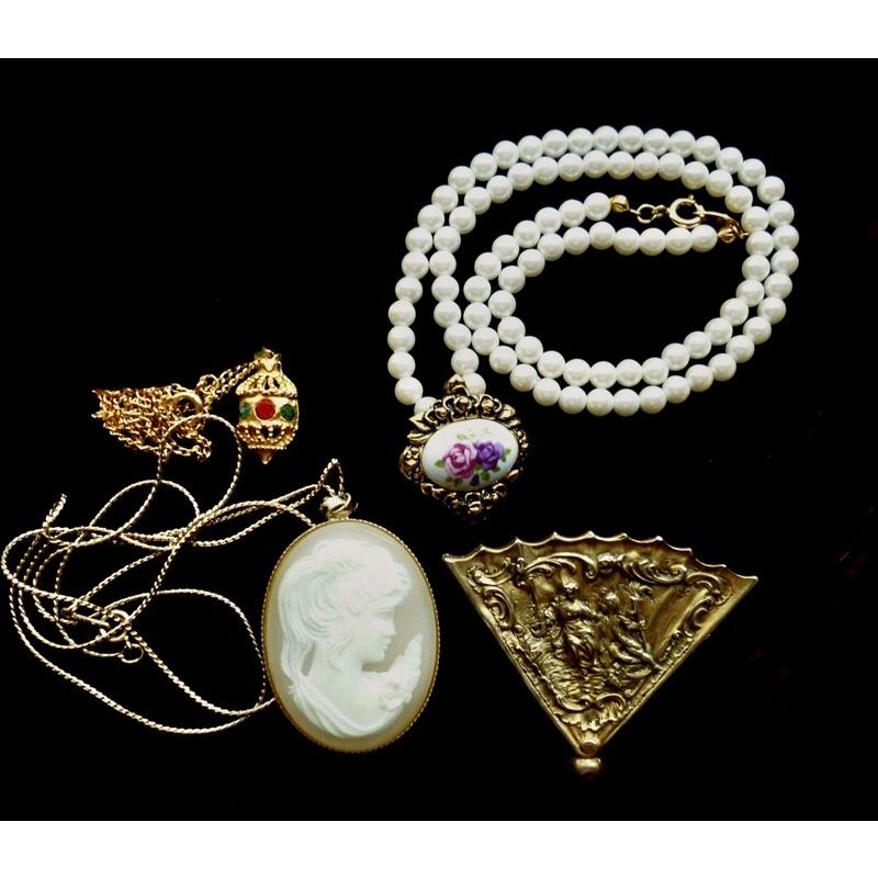 Thistle Vintage Avon 雙刻印雙標記可拆卸兩用珍珠小花古典雅致項鍊#復古流行 #懷舊風格 品項完好如初-細節圖8