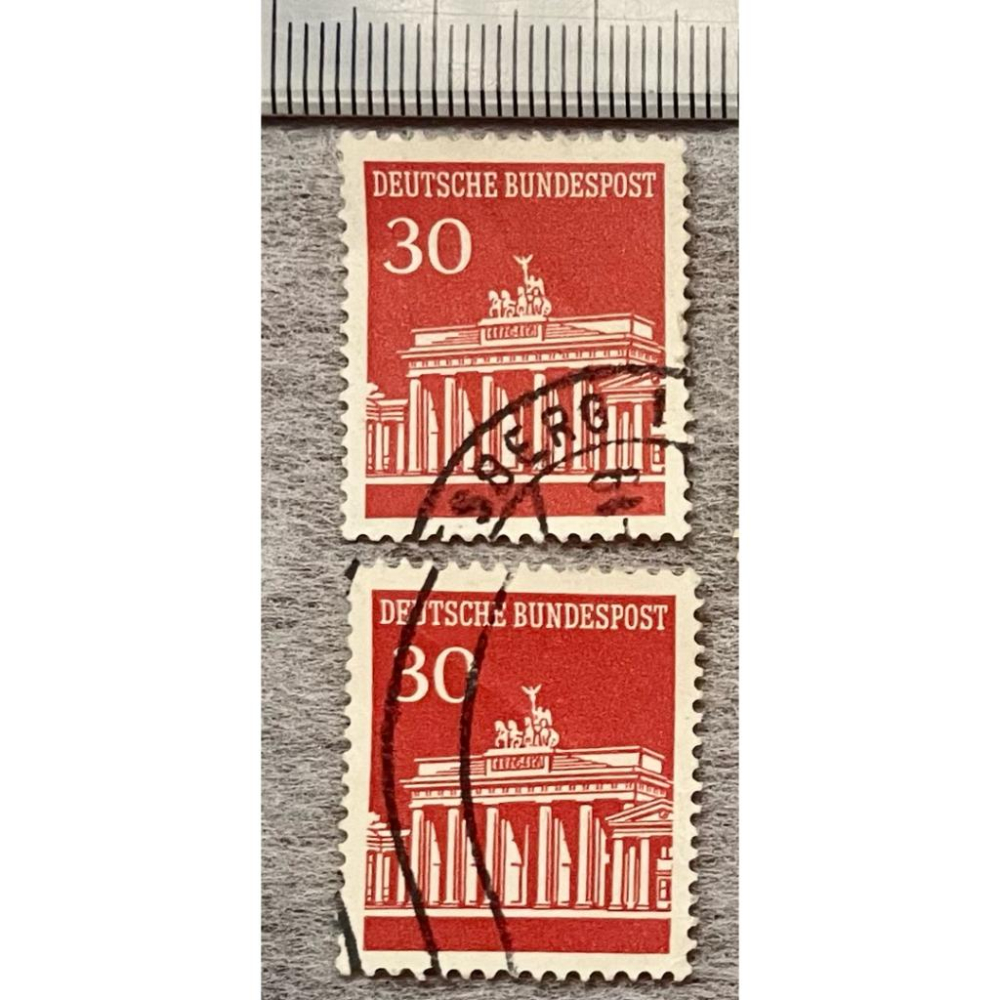 前西德🇩🇪老郵票孤品珍貴1968年德國聯邦 30 芬尼弗倫斯堡Flensburg的北門Nordertor✨1968年-細節圖2