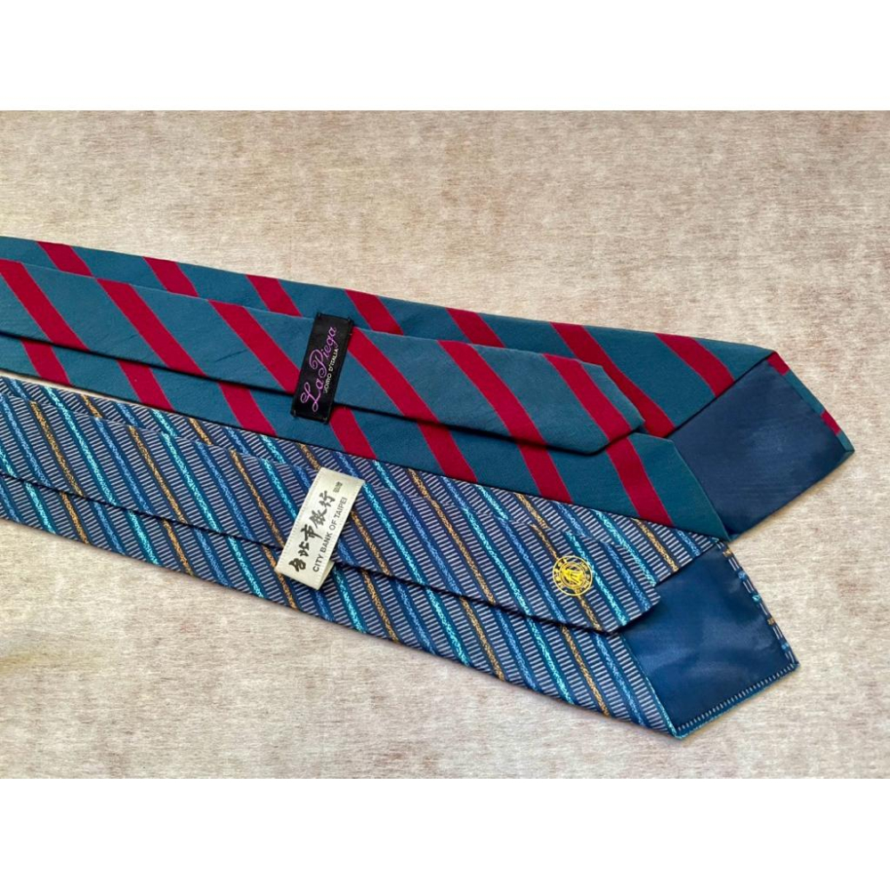 稀有古著領帶✨珍藏品台北市銀行高級往來人員專屬領帶✨義大利La piega純絲精品領帶-細節圖3