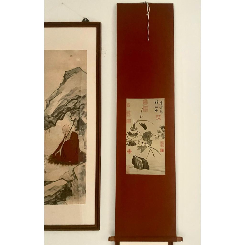 【故宮絕版珍藏】明 唐寅《臨水芙蓉圖》複製畫掛軸✨日本二玄社 精緻複製品 (約1980-90年代出品)-細節圖3