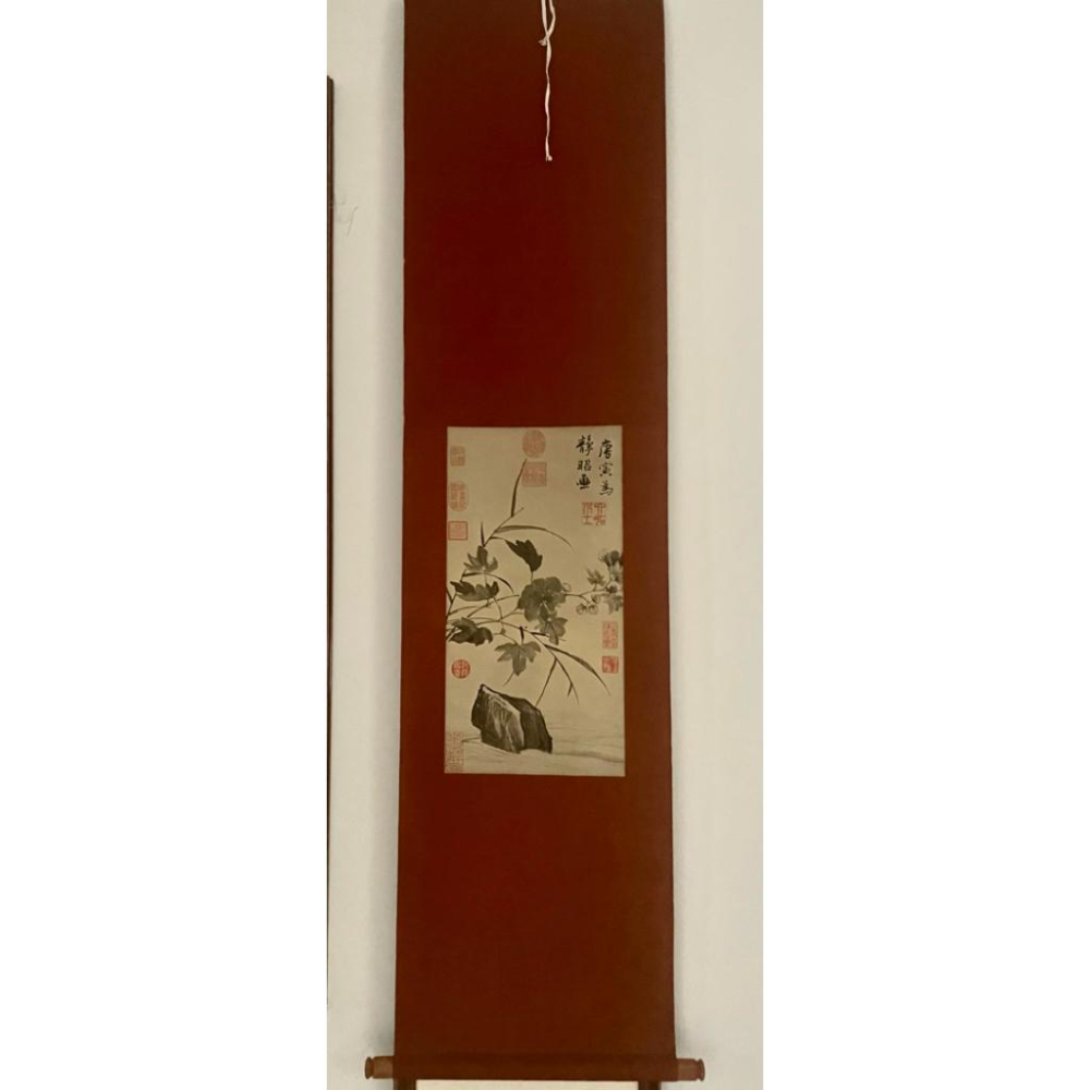 【故宮絕版珍藏】明 唐寅《臨水芙蓉圖》複製畫掛軸✨日本二玄社 精緻複製品 (約1980-90年代出品)-細節圖4