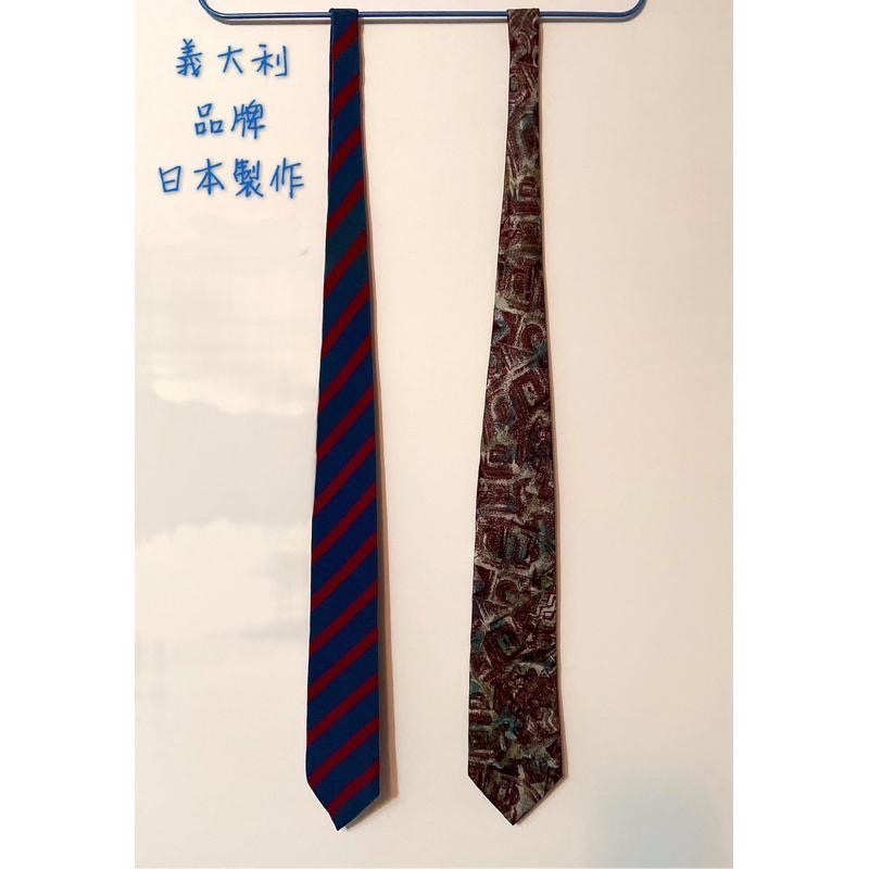 二手古著領帶✨100%純絲✨義大利品牌日本製造✨藍底紅條紋 La piego 義大利、義大利材料日本製作Midland-細節圖4