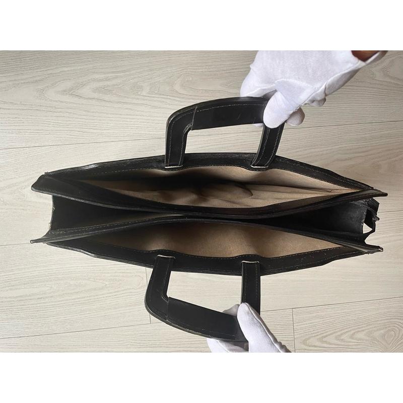 1980年代歐洲購入古著vintage 全 真皮公事包手提包肩背包 寬42x35高 最厚9公分 真皮-細節圖3