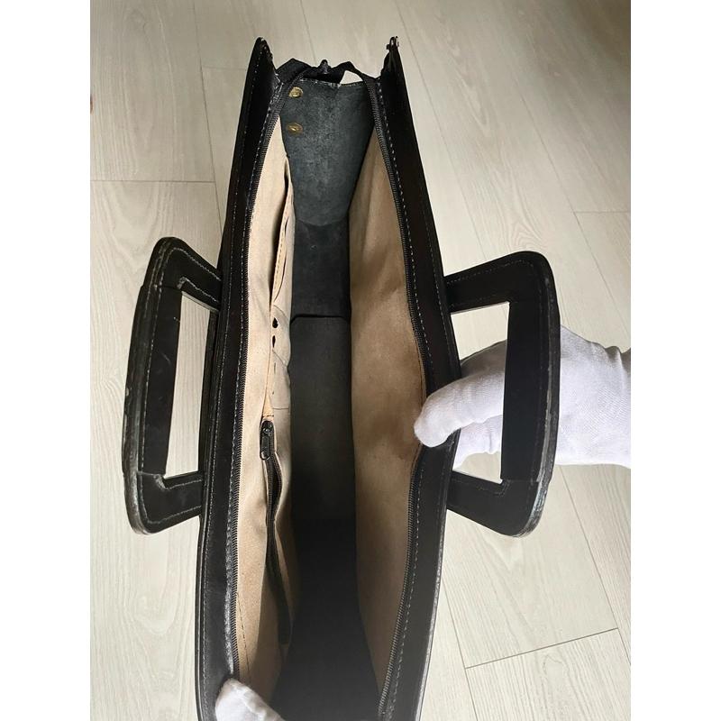 1980年代歐洲購入古著vintage 全 真皮公事包手提包肩背包 寬42x35高 最厚9公分 真皮-細節圖7