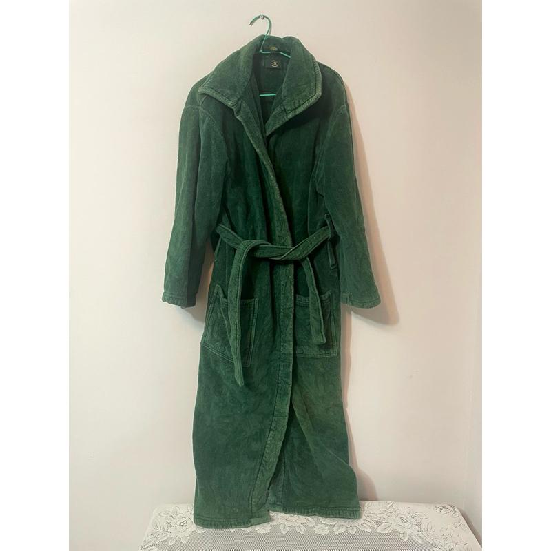 美國購入 Club Room 墨綠色睡袍 浴袍 採用100%純棉材質，巴西製造，觸感柔軟舒適，保暖性佳-細節圖2