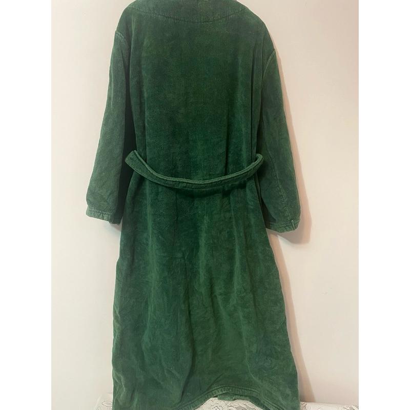 美國購入 Club Room 墨綠色睡袍 浴袍 採用100%純棉材質，巴西製造，觸感柔軟舒適，保暖性佳-細節圖3