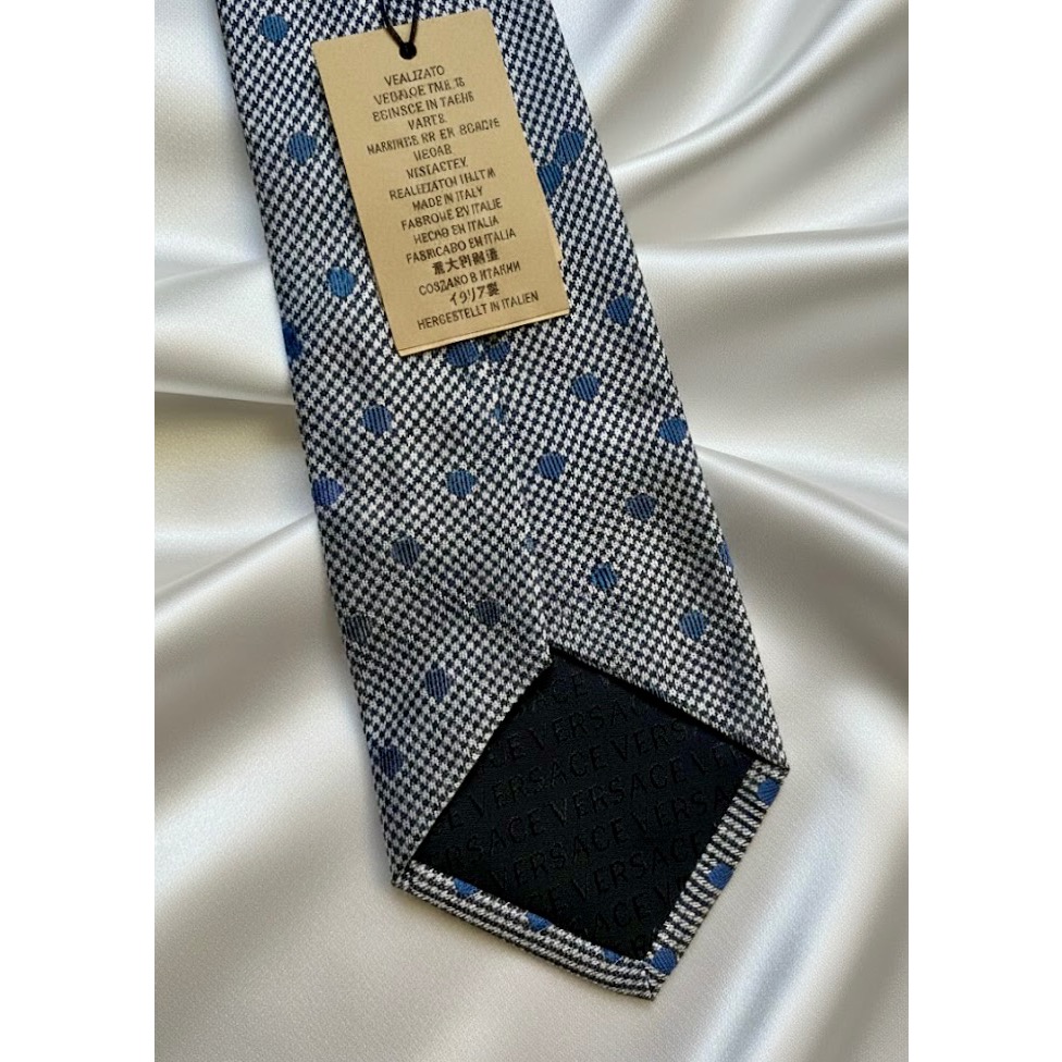 全新凡賽思純絲領帶✨義大利精工製造✨吊牌未拆，稀有釋出✨劍寬8公分✨瞬間提升品味與氣場✨大大大大折價出讓-細節圖4