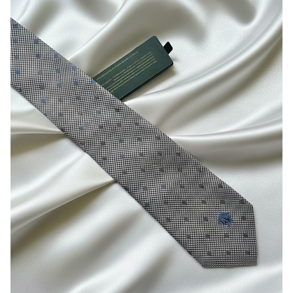 全新凡賽思純絲領帶✨義大利精工製造✨吊牌未拆，稀有釋出✨劍寬8公分✨瞬間提升品味與氣場✨大大大大折價出讓-細節圖5